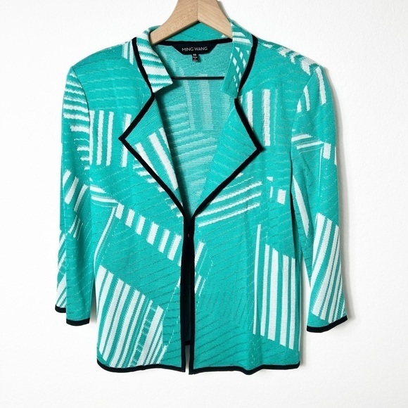 Ming Wang Jackets & Blazers - Ming Wang Aruba Teal White Black Women Jacket XS Brand New